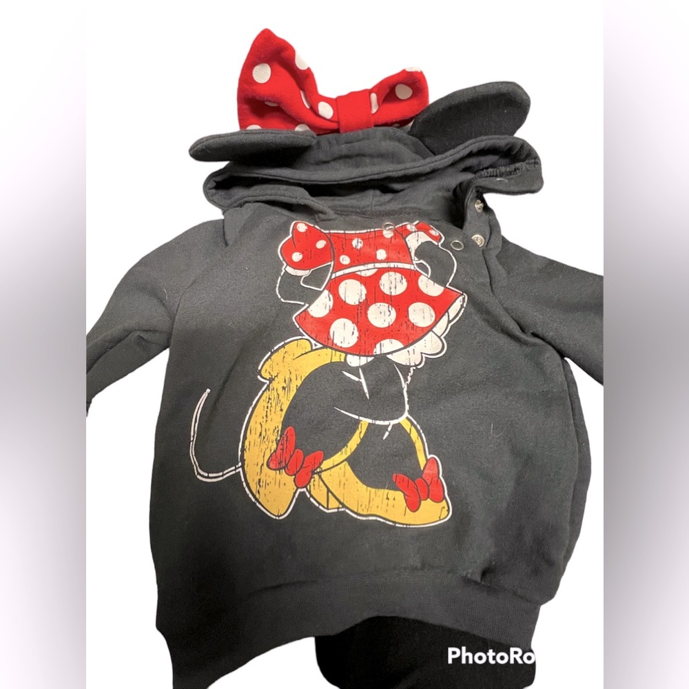 Disney Parks Minnie Mouse Sweatshirt. Hooded with red/white polka dot bow.